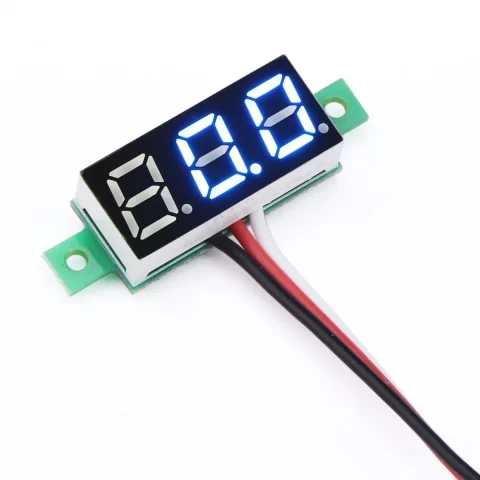 0.28inch 0-100V Three Wire DC Mini LED Display Voltmeter - Blue