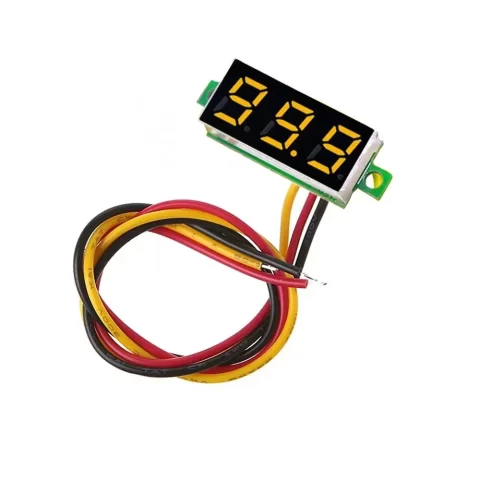 0.28inch 0-100V Three Wire DC Mini LED Display Voltmeter - Yellow