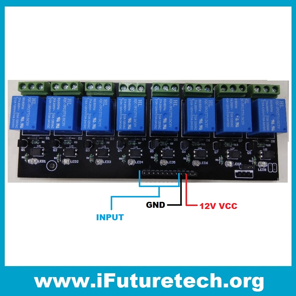 Buy 12V 8 CHANNEL RELAY BOARD | iFuture Technology