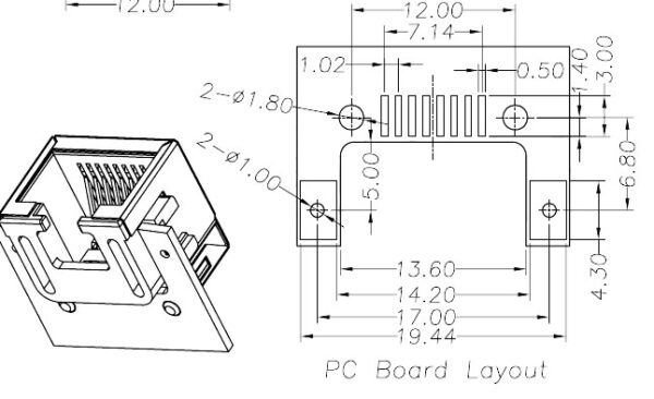RJ45 SINK PLATE SMD HORIZONTAL H=8.6 FEMALE NETWORK SOCKET - iFuture ...