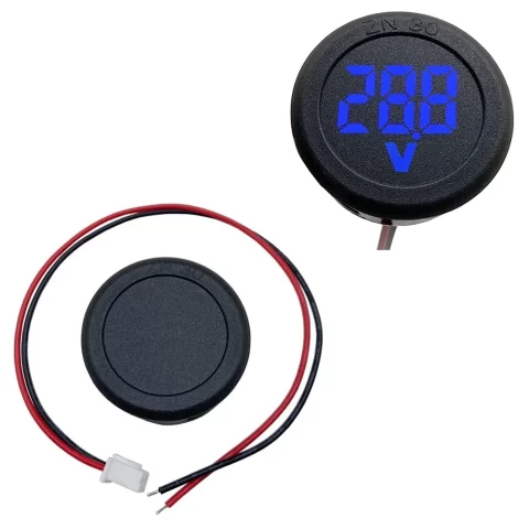 DC 4-100V Round LED Digital Voltmeter Display - Blue