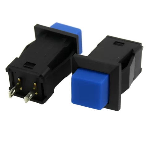 DS-429A 10mm 2PIN Self-locking Square Push Button - Blue