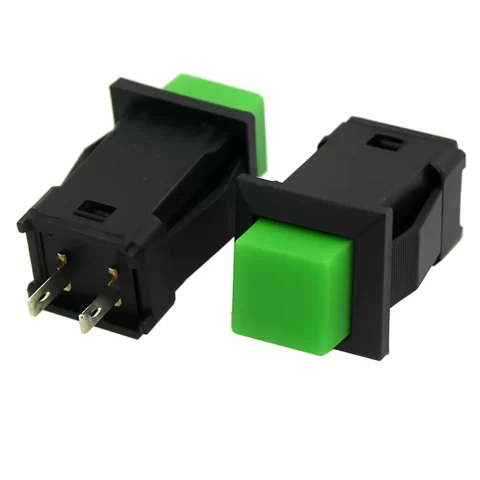 DS-429A 10mm 2PIN Self-locking Square Push Button - Green