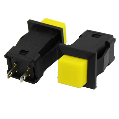 DS-429A 10MM 2PIN Self-locking Square Push Button - Yellow