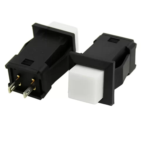 DS-429A 10mm 2PIN Self-locking Square Push Button - White