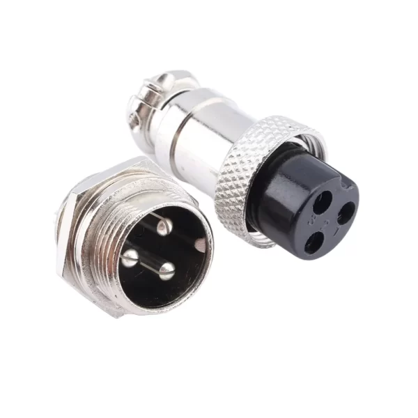 M12/GX12 3 Pin Male-Female Aviation Plug Connector