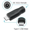 5.5X2.1mm DC Female Jack To USB 3.1 C-Type Adapter Connector